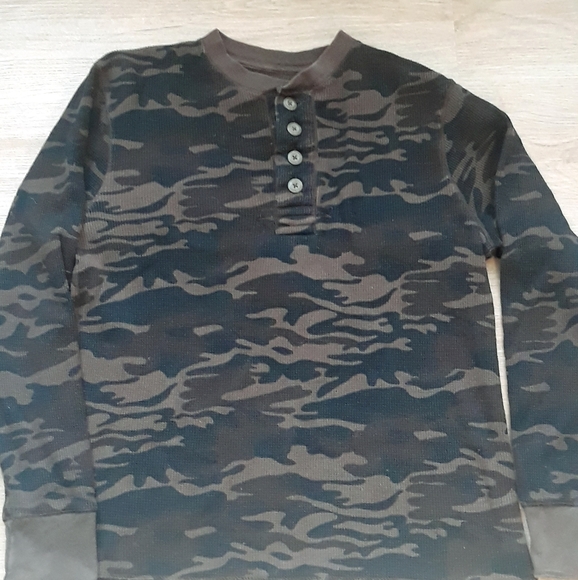 Retro Old Navy Camo Thermal Long Sleeve Henley Shirt - Men's Large Camo Shirt - Picture 8 of 12